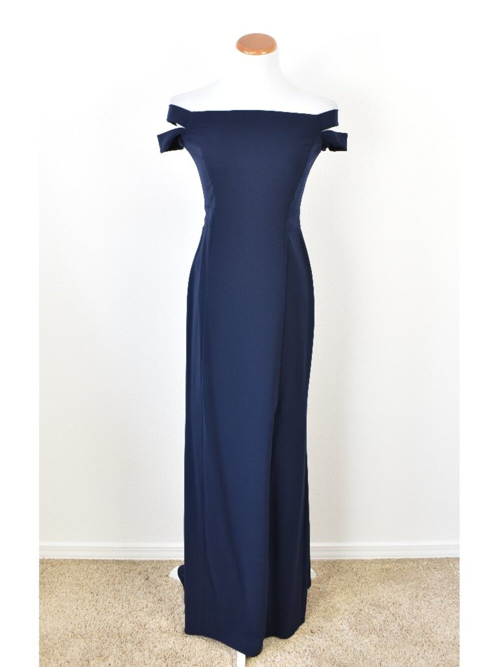 Lauren Ralph Lauren Formal Off Shoulder Dress Navy - 4 - Picture 1 of 10